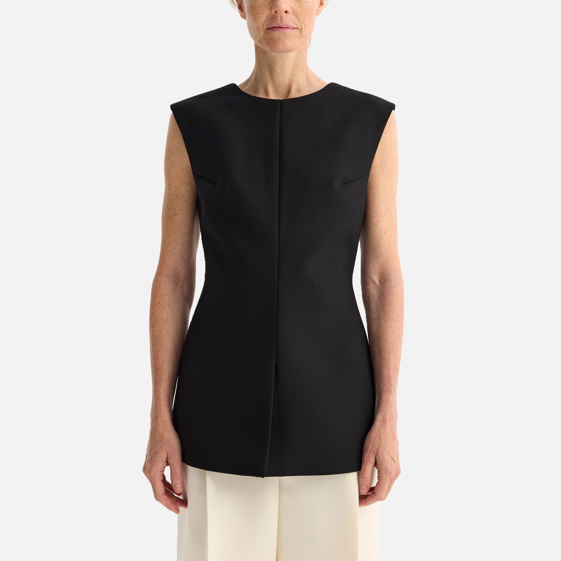 Sculptural Open Back Top Black
