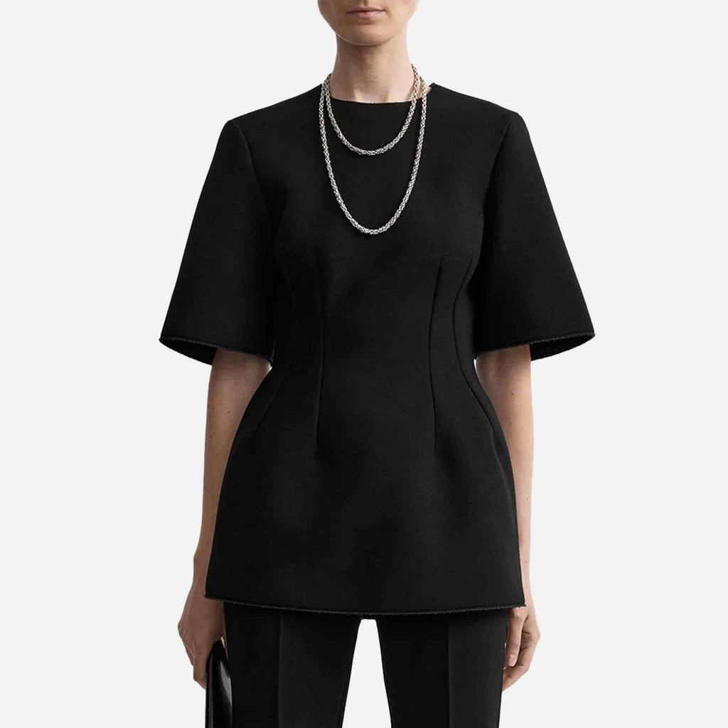 Sculptural Scuba Top Black