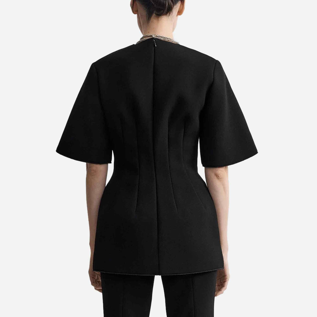 Sculptural Scuba Top Black