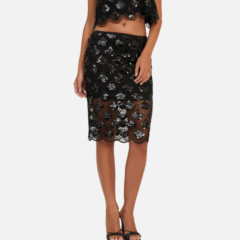 Sequins Pencil Skirt Black