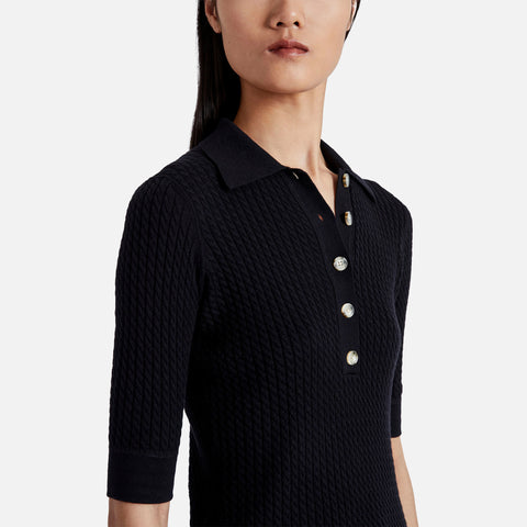 Sera Knit Polo Black