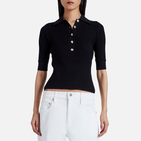 Sera Knit Polo Black