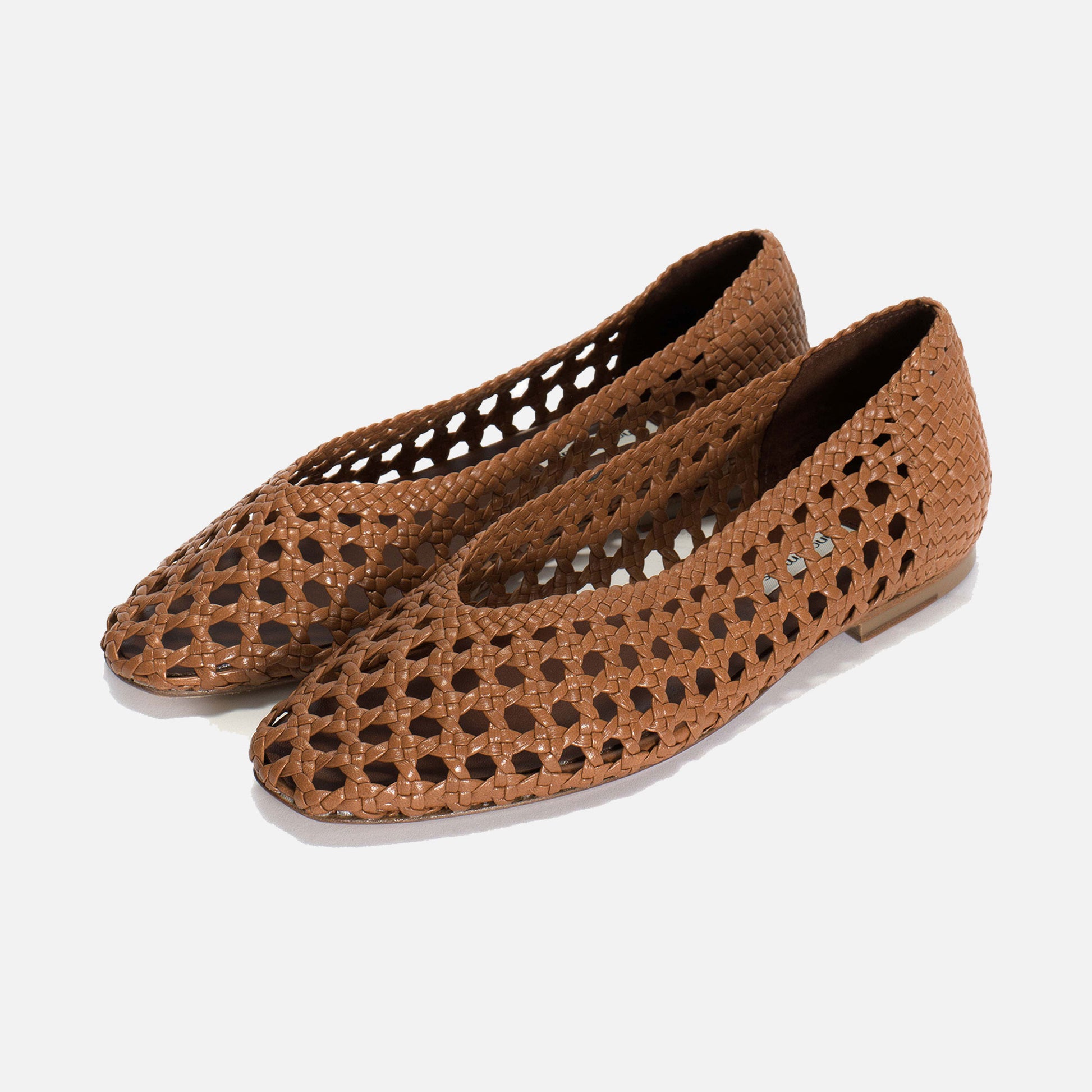 Sessi 10 Hand-Braided Leather Ballerina Caramel