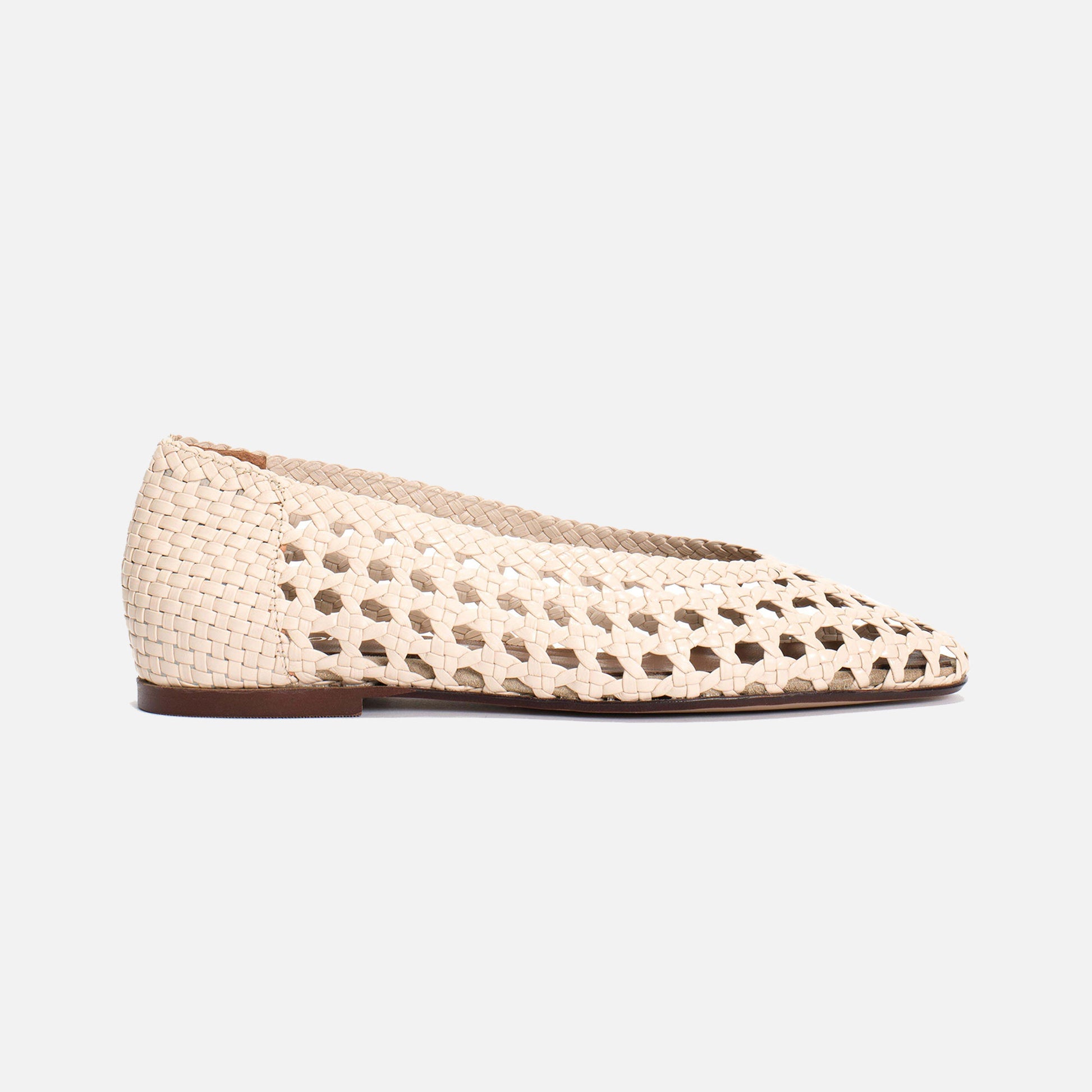 Sessi 10 Hand-Braided Leather Ballerina White Sand