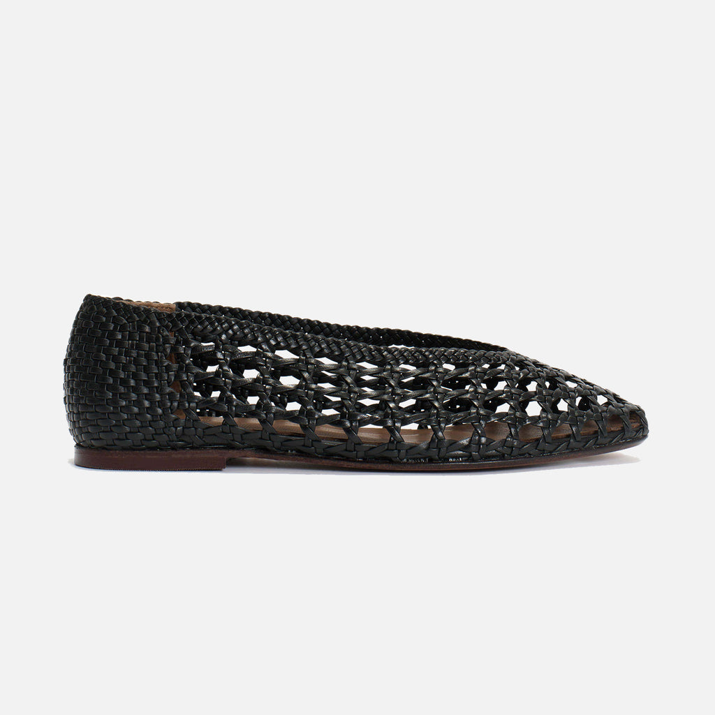Sessi 10 Hand-braided Leather Ballerina Black