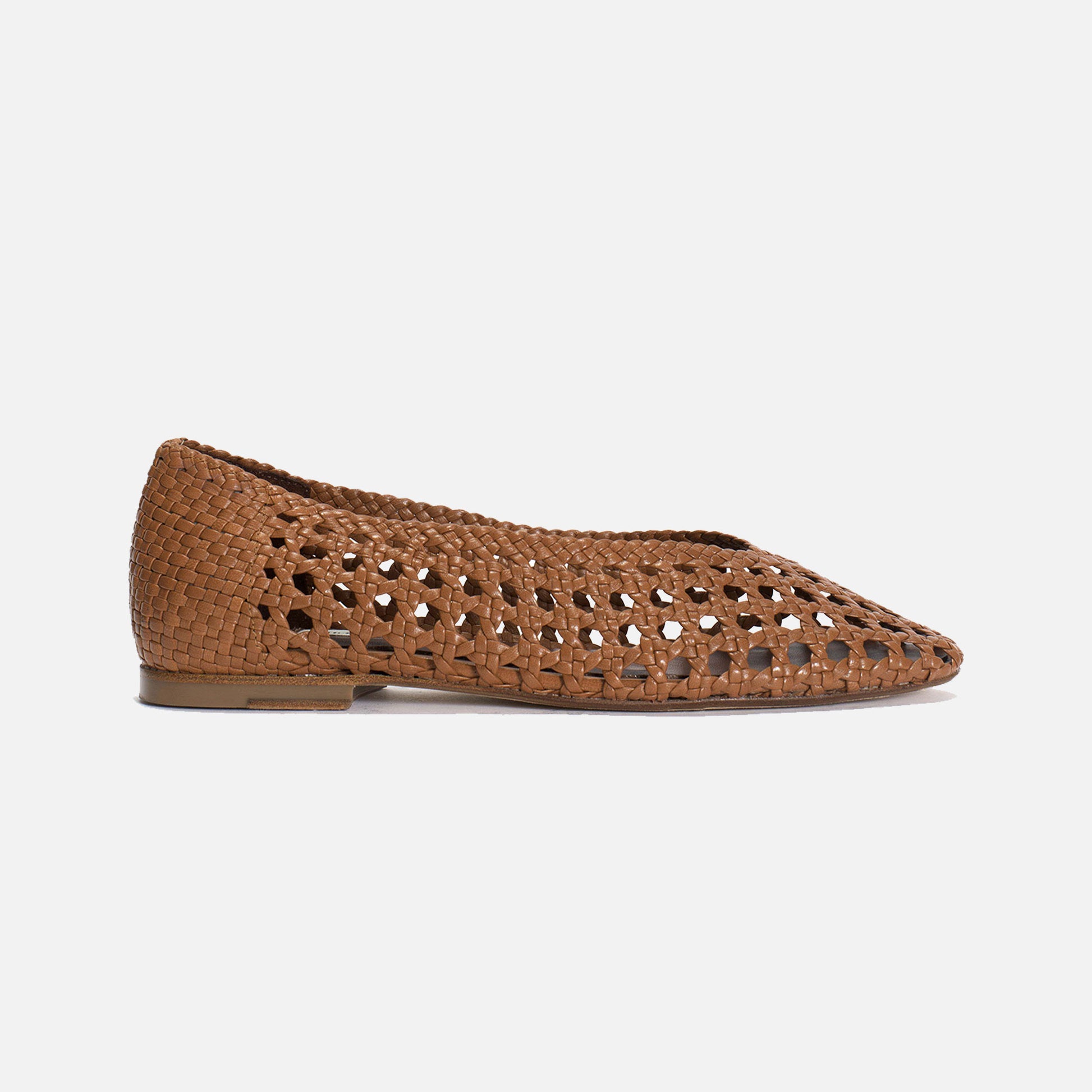 Sessi 10 Hand-Braided Leather Ballerina Caramel