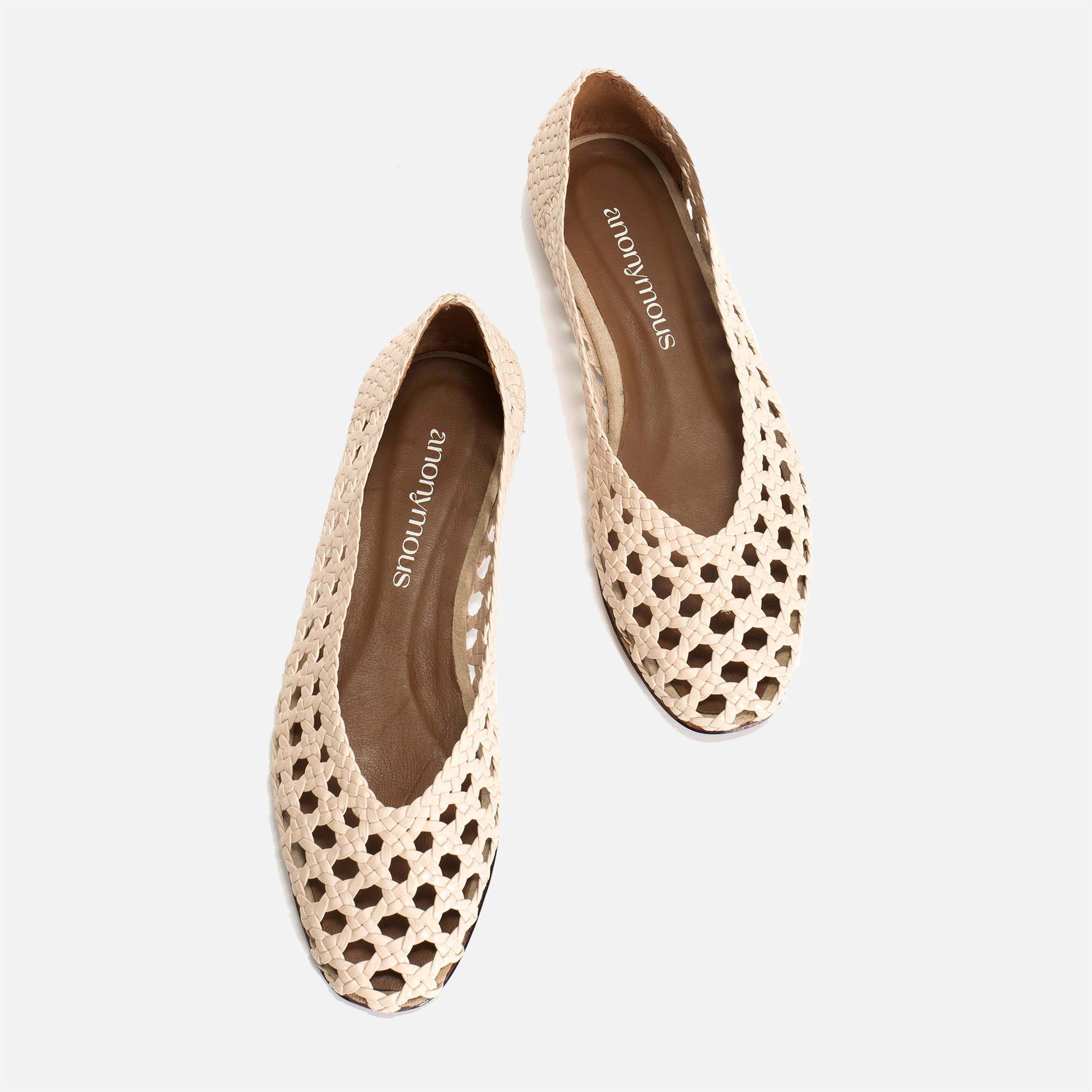 Sessi 10 Hand-Braided Leather Ballerina White Sand