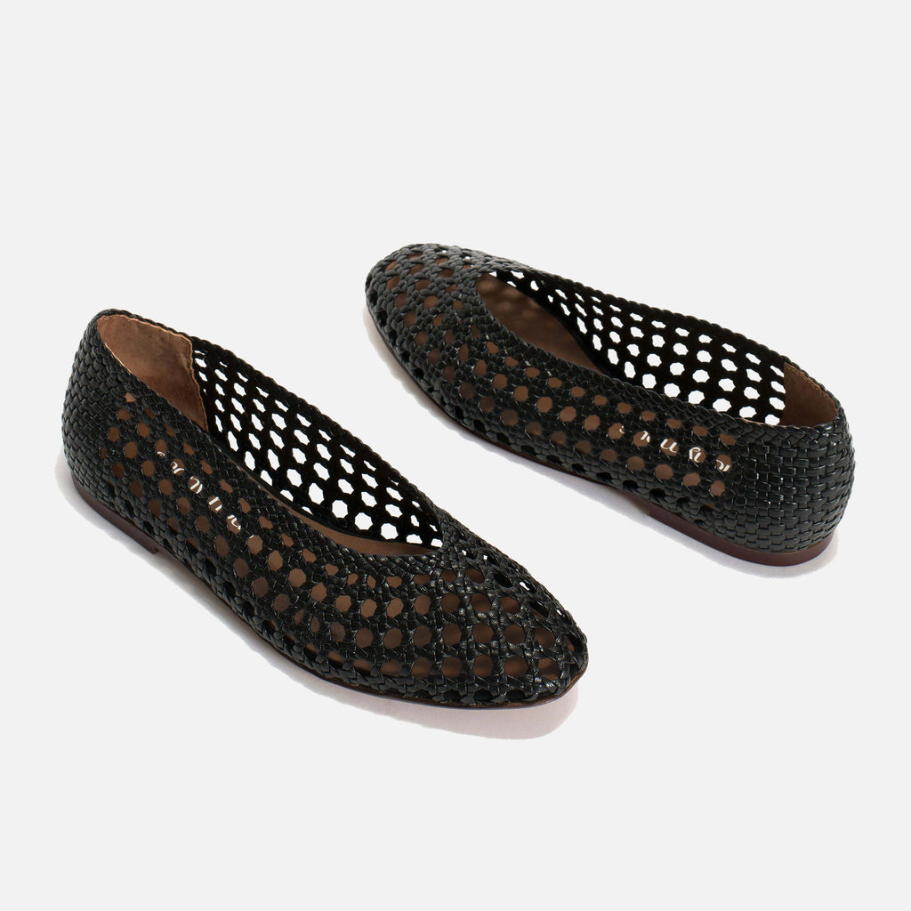 Sessi 10 Hand-braided Leather Ballerina Black