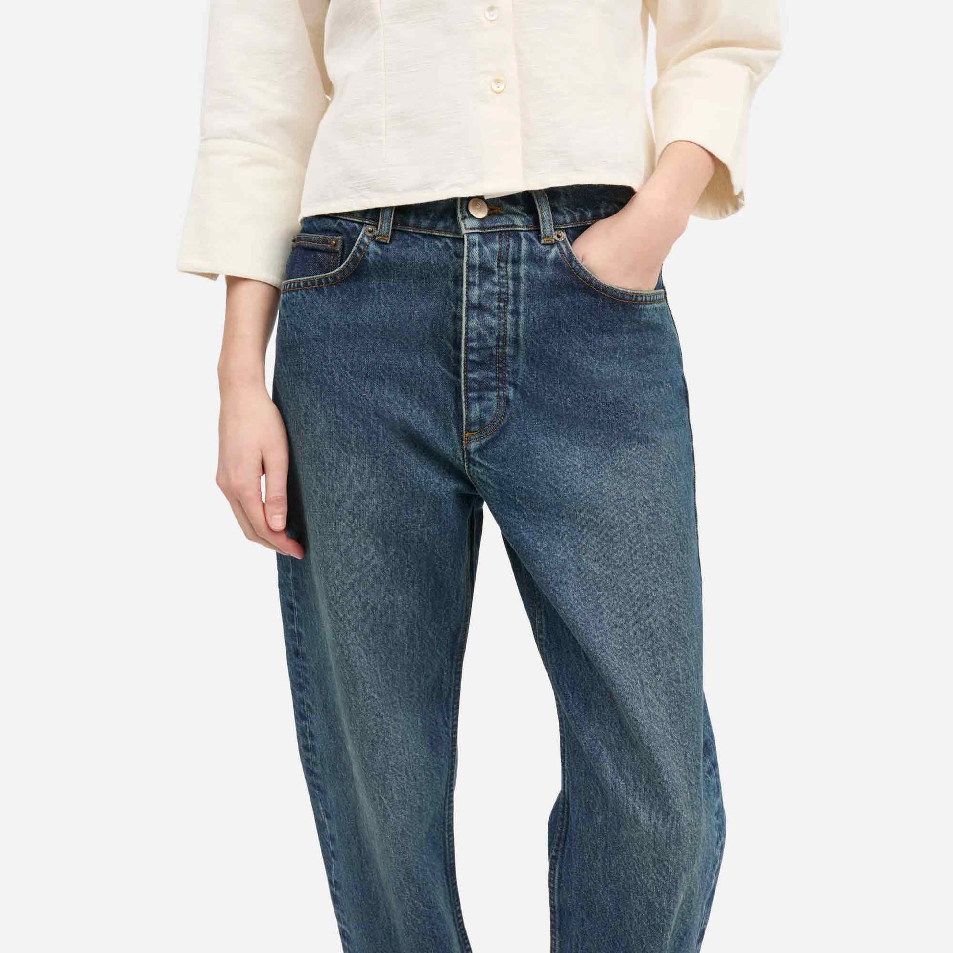 Sharon Straight Jeans Washed Dark Blue