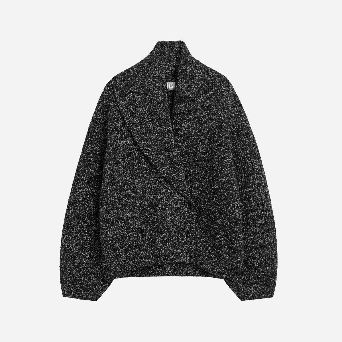 Shawl-Lapel Cardigan Black/White