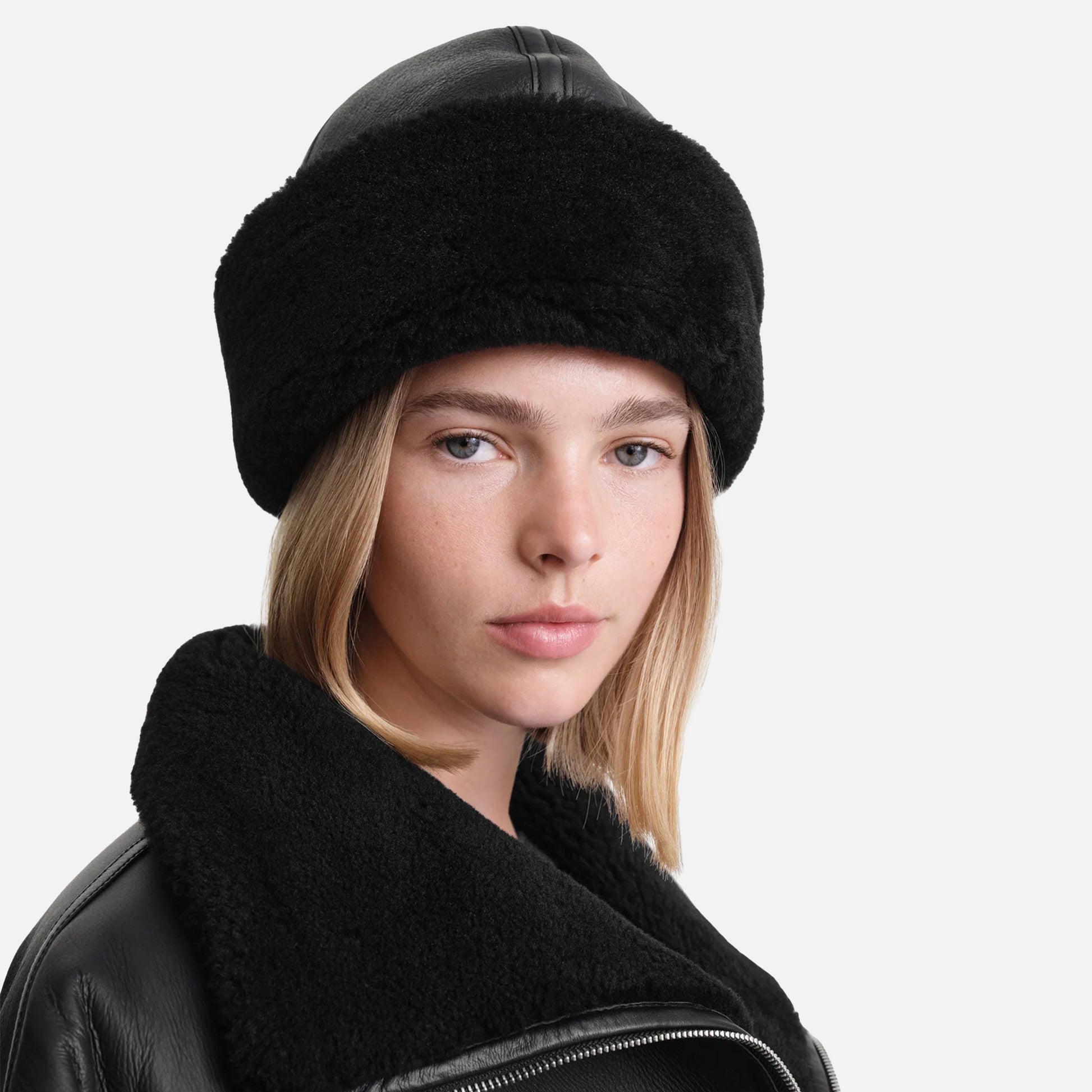 Shearling Winter Hat Black