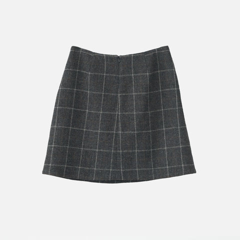 Shetlands Wool Mini Skirt Grey Check