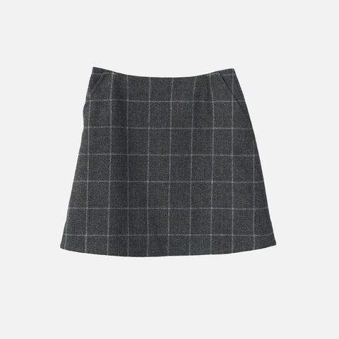Shetlands Wool Mini Skirt Grey Check