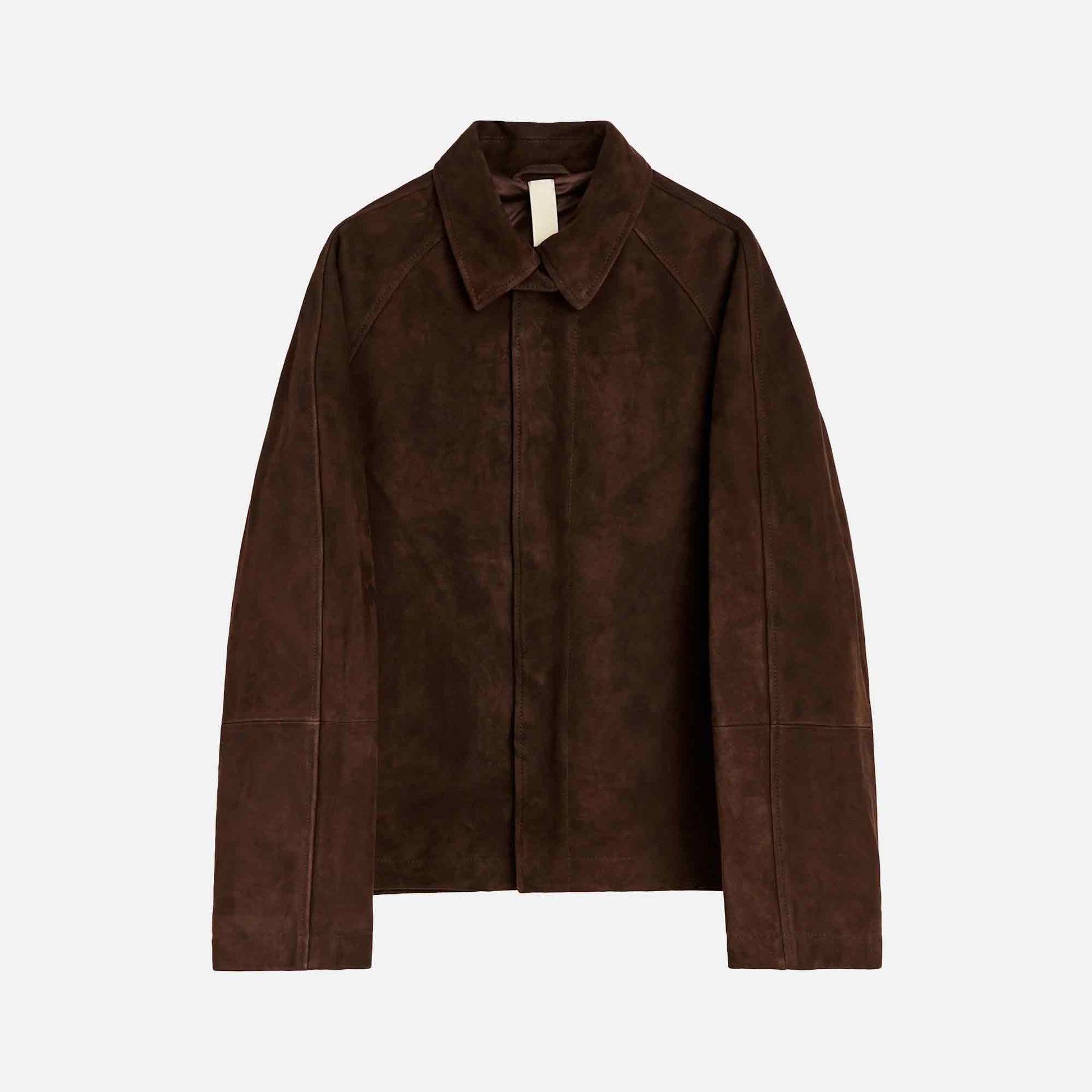 Short Raglan Suede Jacket Dark Brown