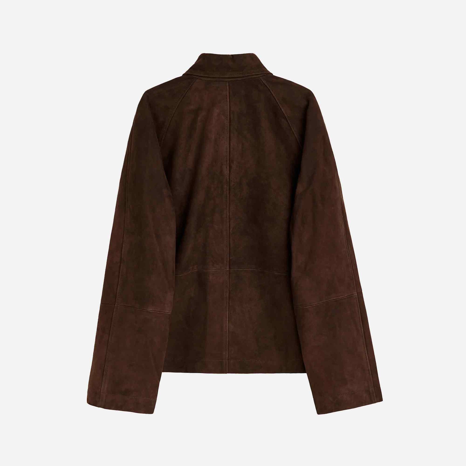 Short Raglan Suede Jacket Dark Brown