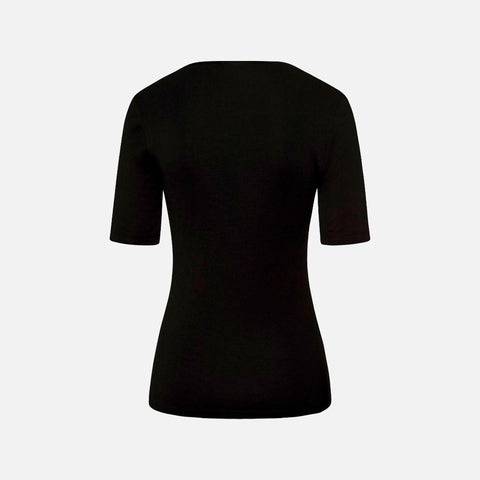 Short Sleeve Shirt Woolen Silk Black