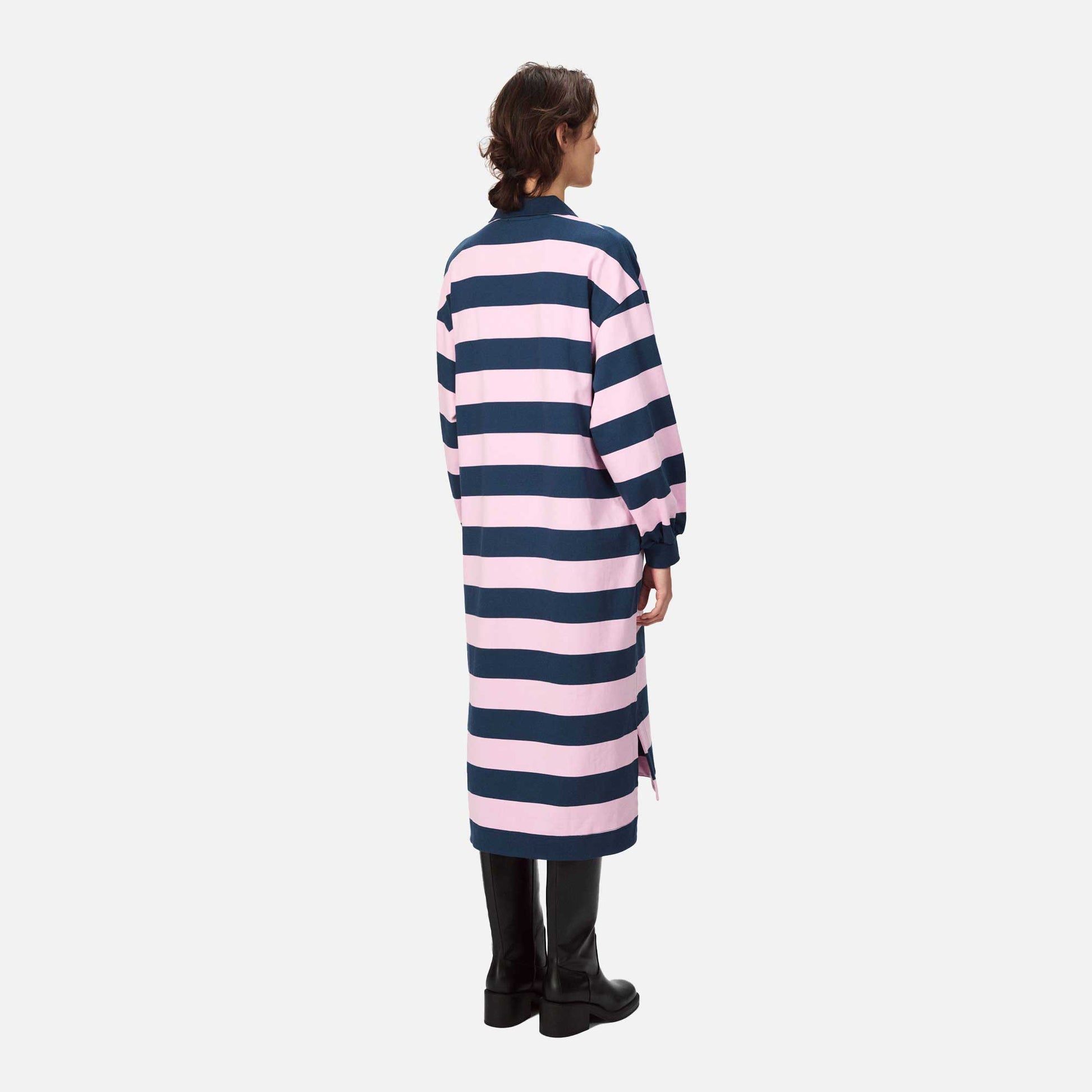 Sibiu Dress Navy/Pink Stripe