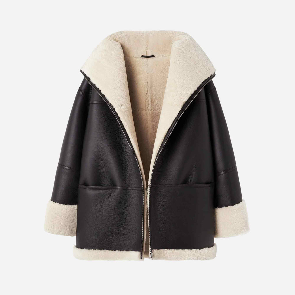 Signature Shearling Jacket Black Off/White