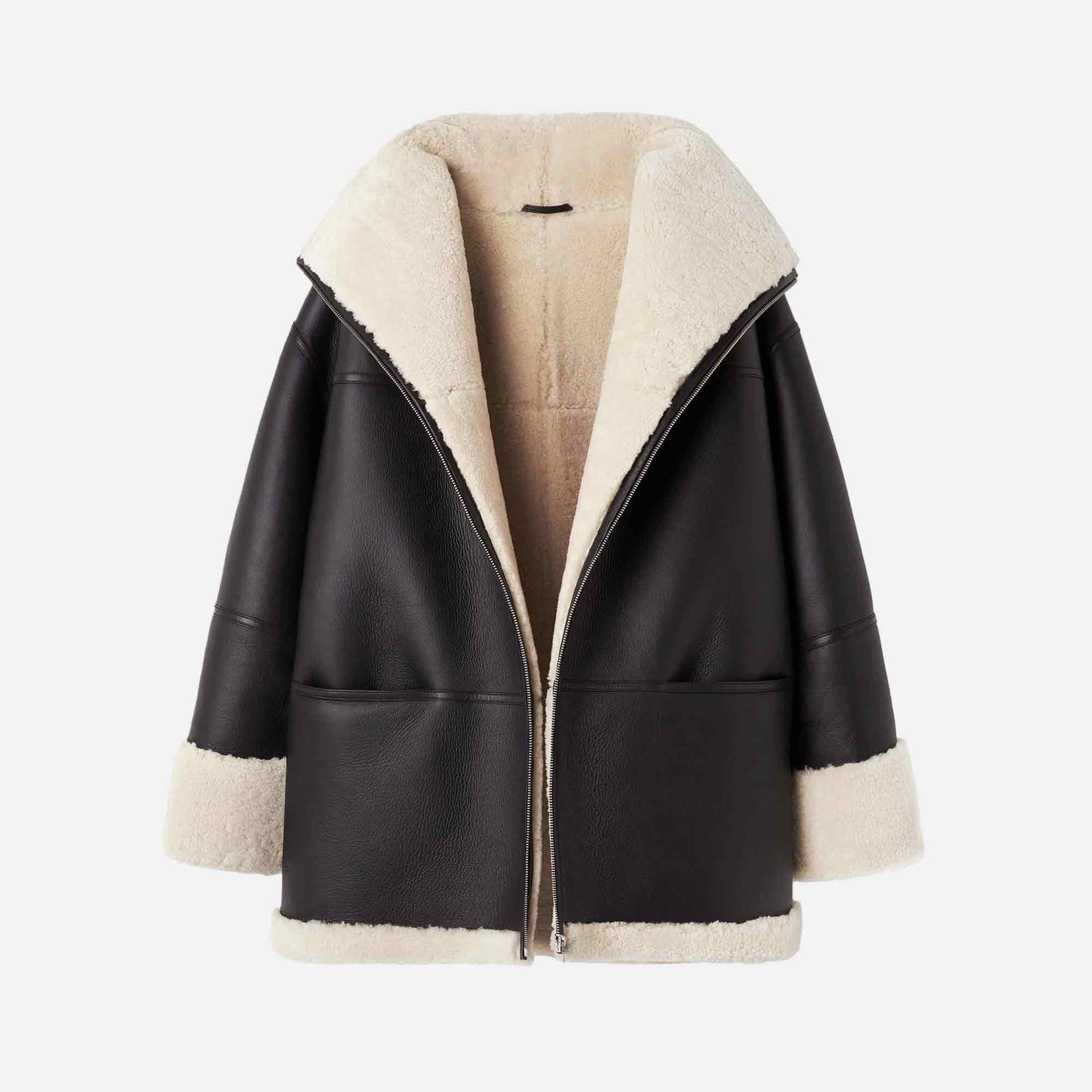 Signature Shearling Jacket Black Off/White
