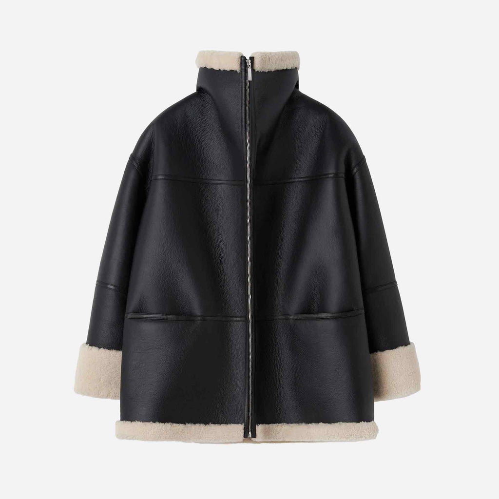 Signature Shearling Jacket Black Off/White