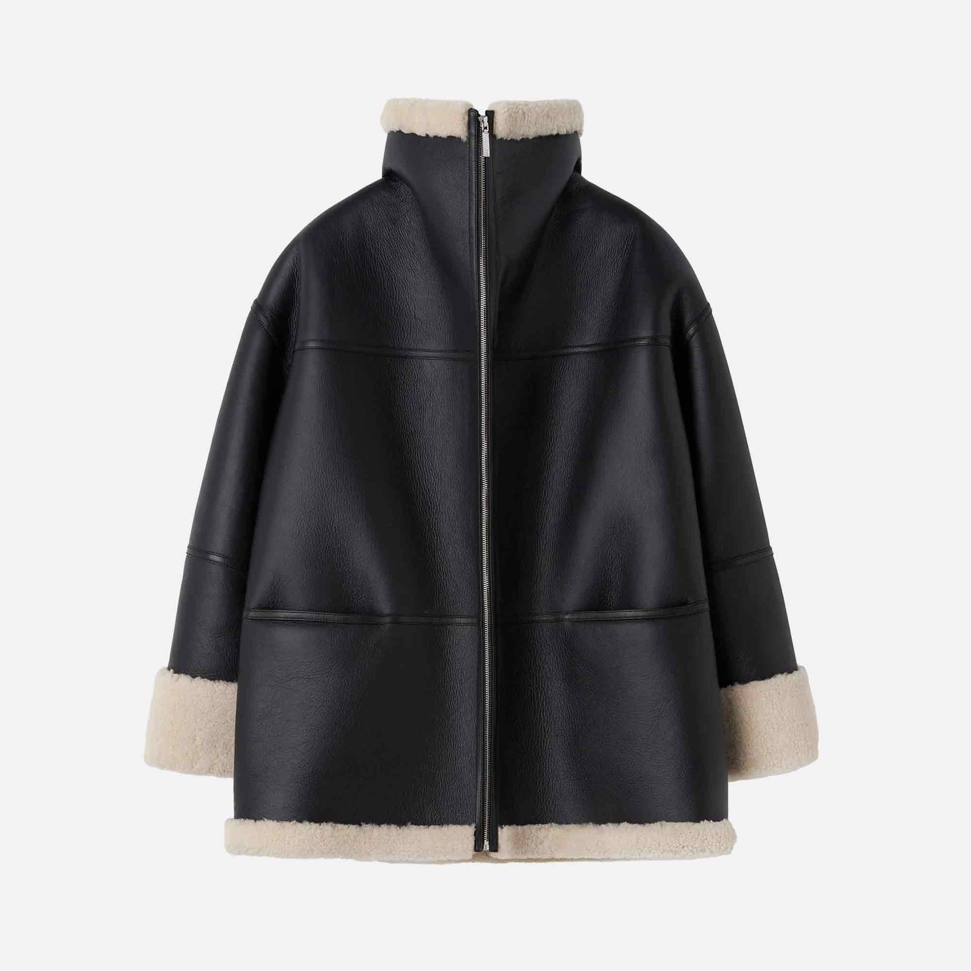 Signature Shearling Jacket Black Off/White