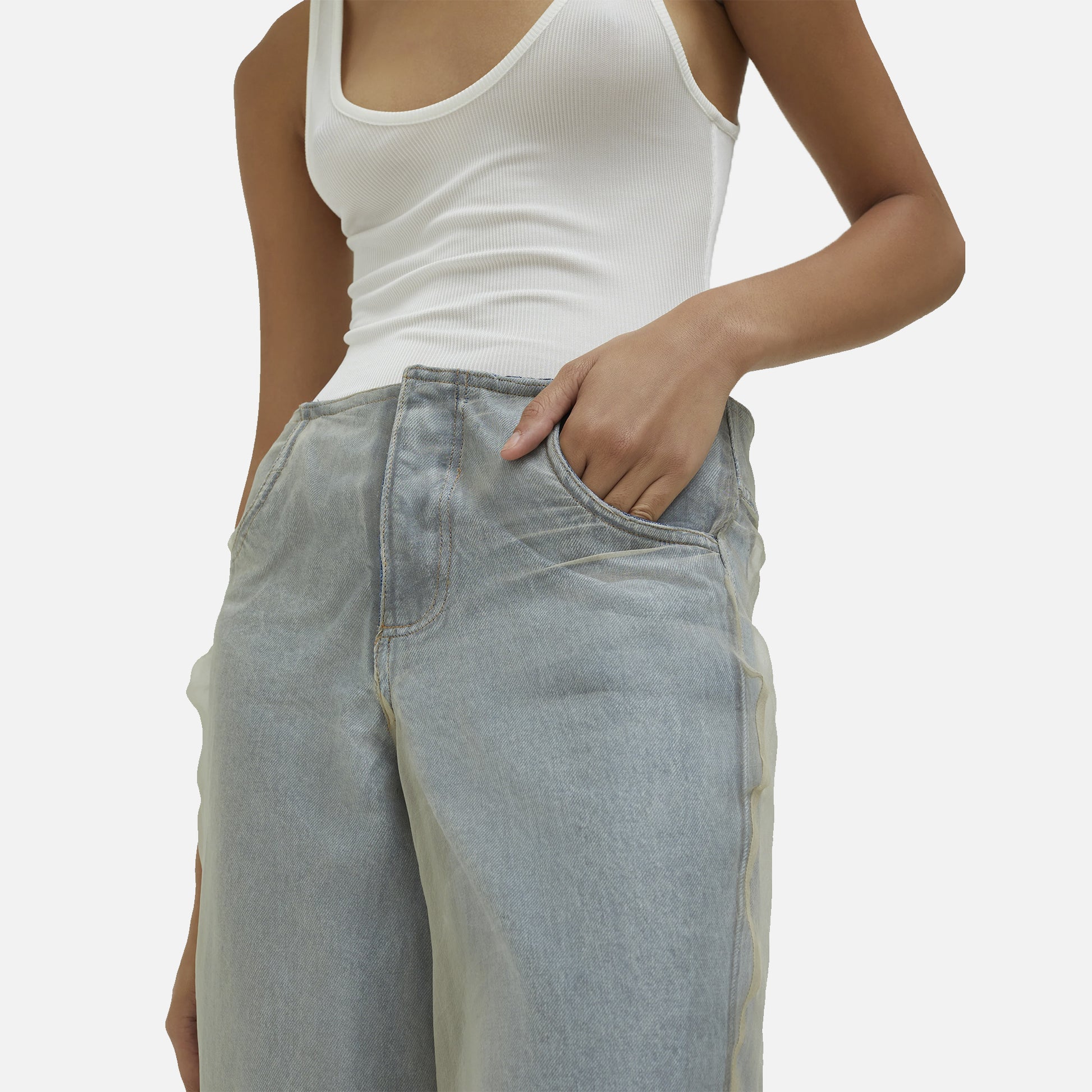 Silk Parchment Denim Jean Stone Blue/Sand