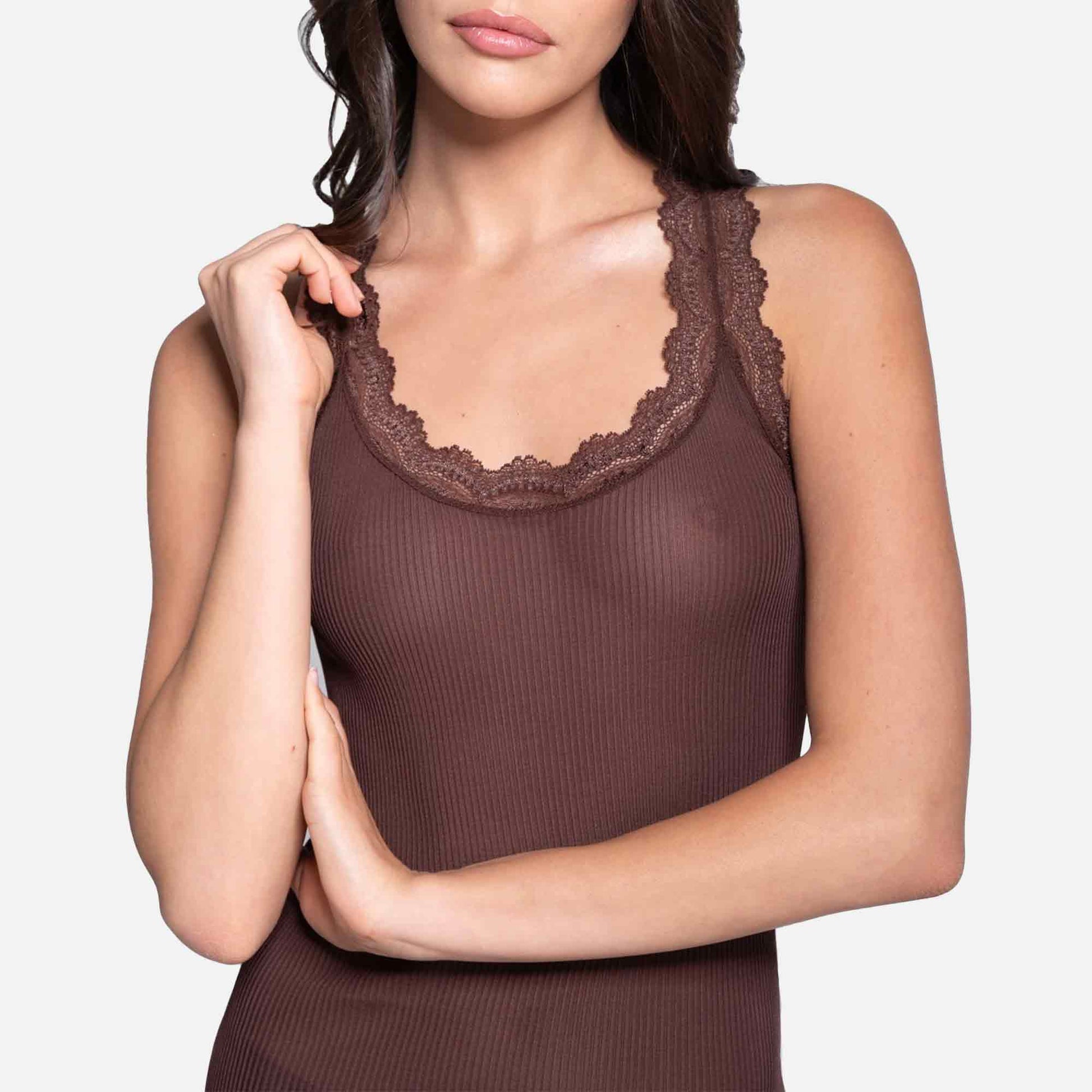 Silk Rib Tank Top Cherry