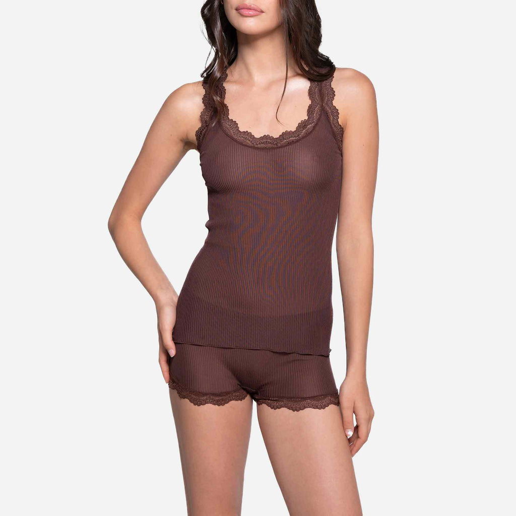 Silk Rib Tank Top Cherry