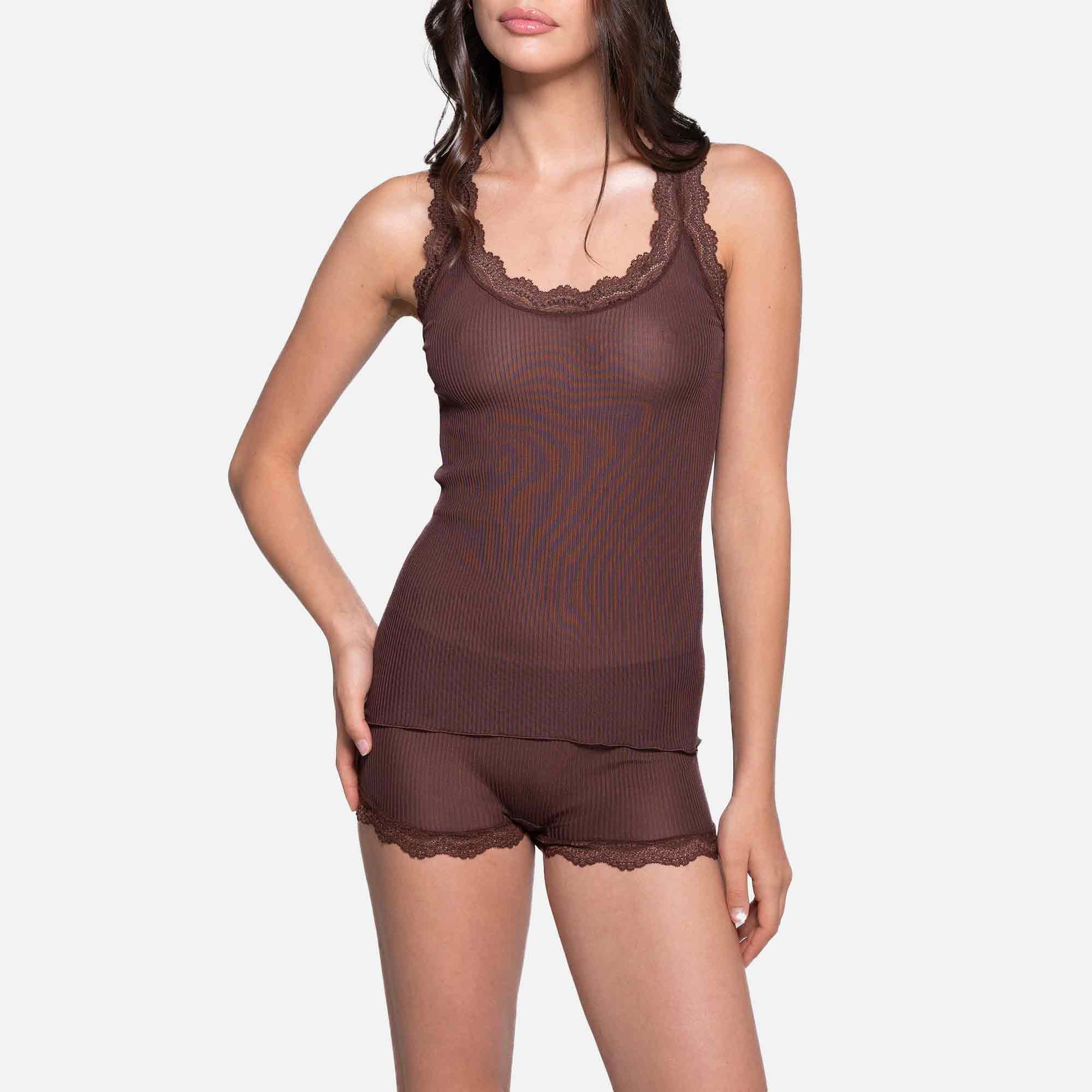 Silk Rib Tank Top Cherry