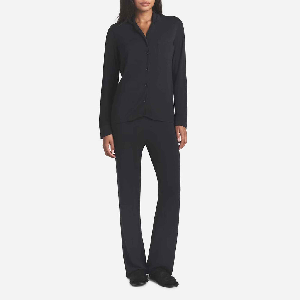 Sleep Long Sleeve Button Up Set Onyx