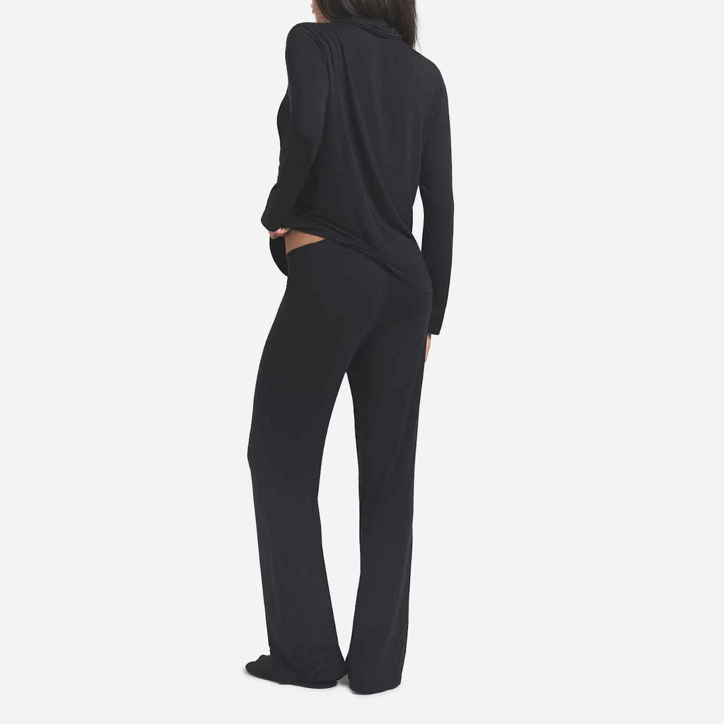 Sleep Long Sleeve Button Up Set Onyx