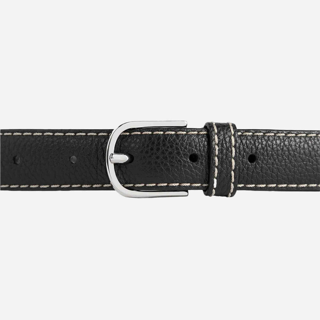 Slim Grained-Leather Trouser Belt Black