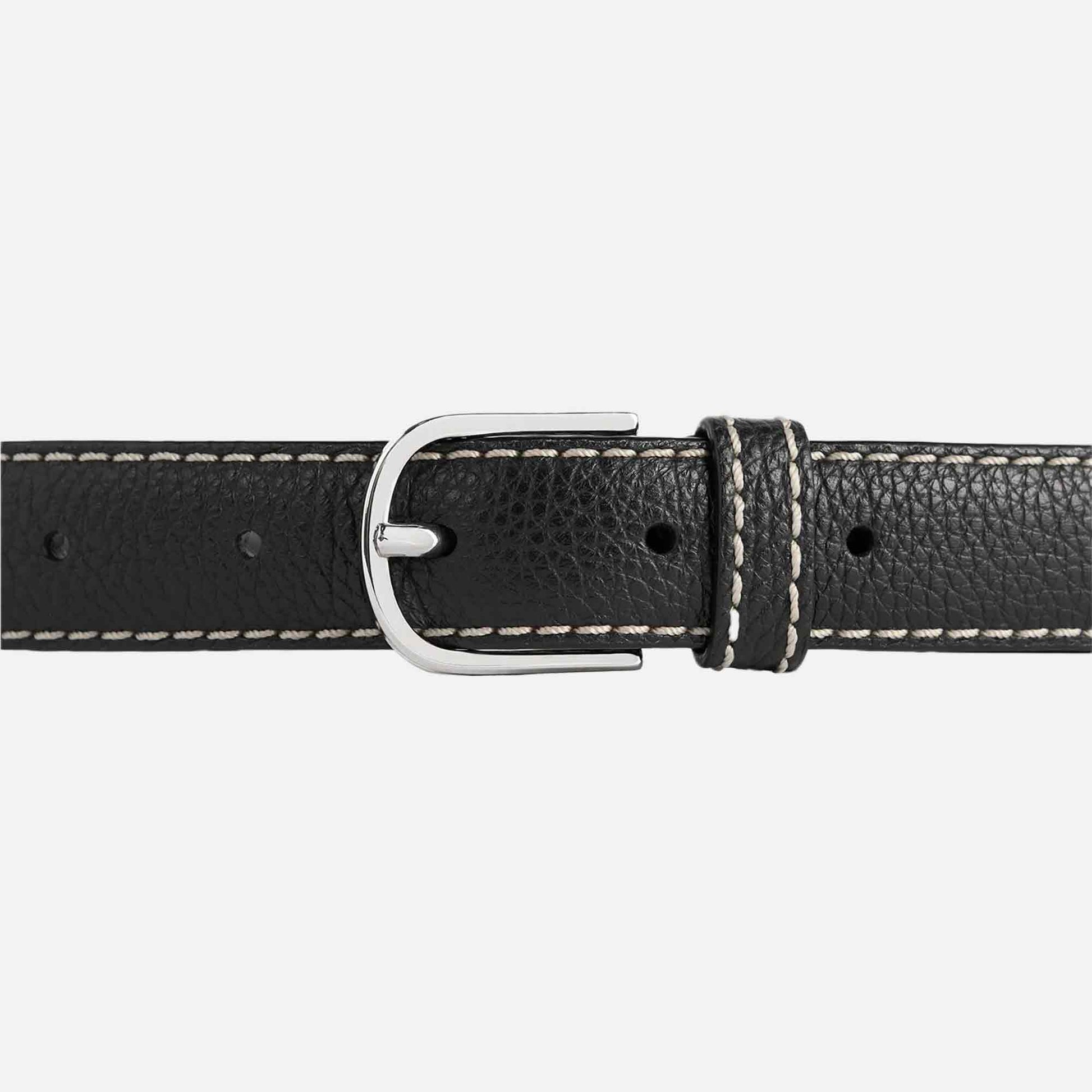 Slim Grained-Leather Trouser Belt Black