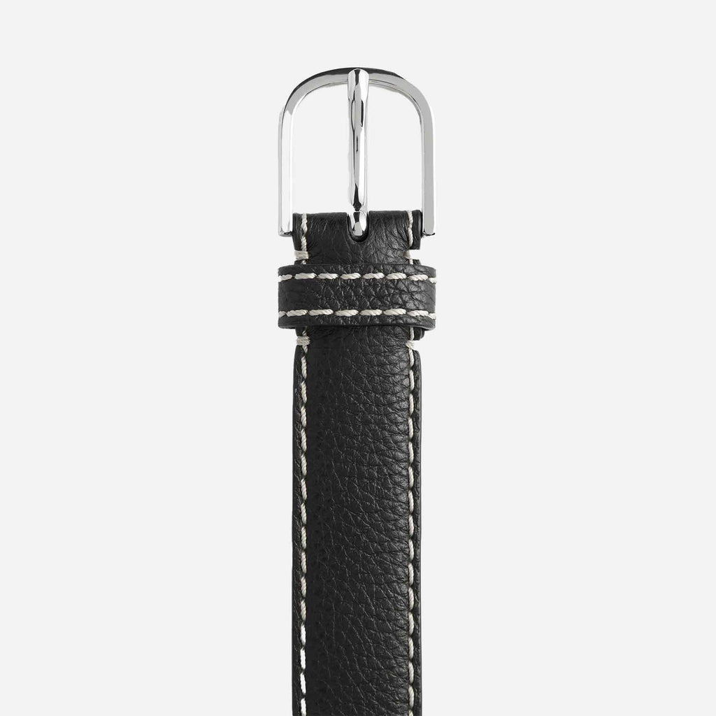 Slim Grained-Leather Trouser Belt Black