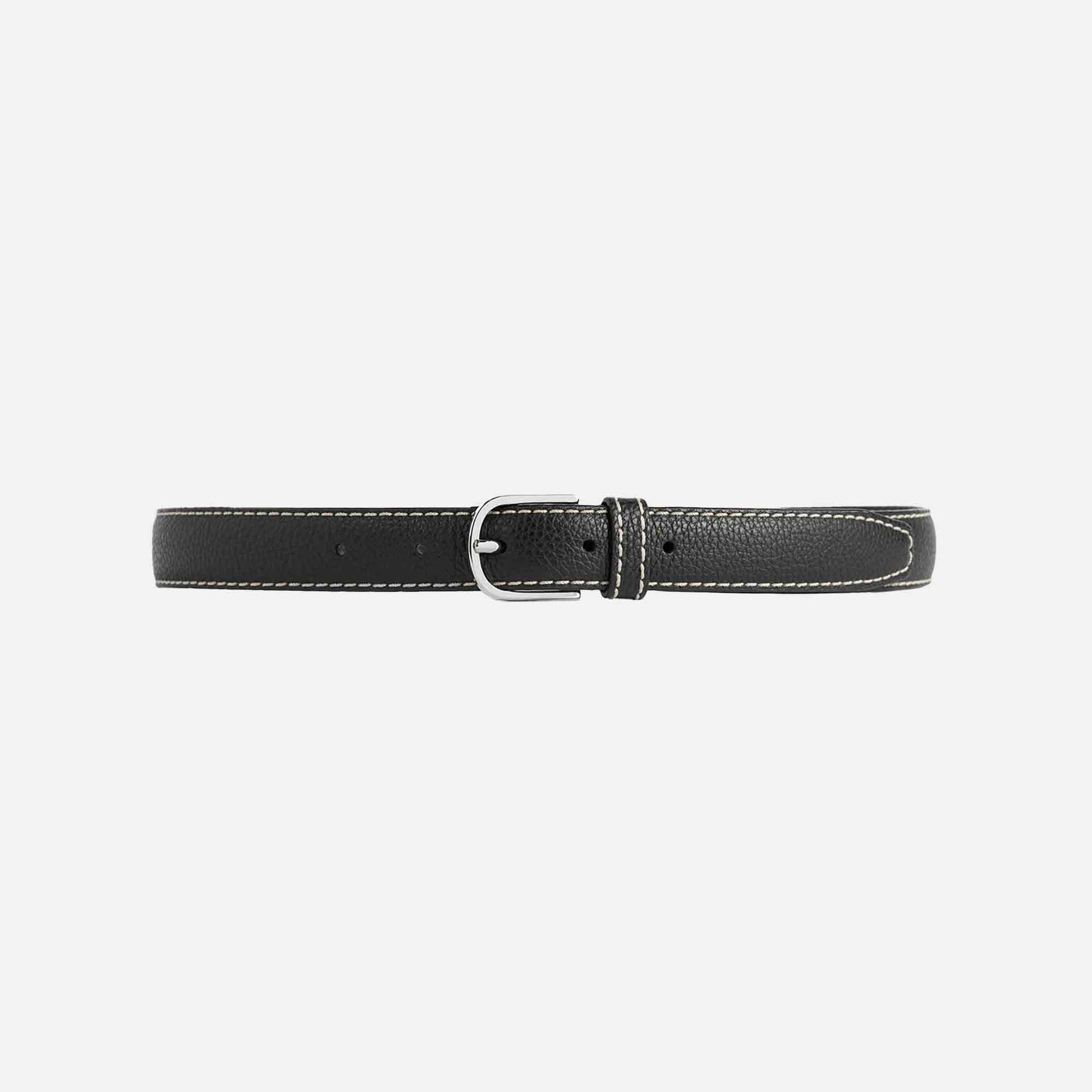 Slim Grained-Leather Trouser Belt Black
