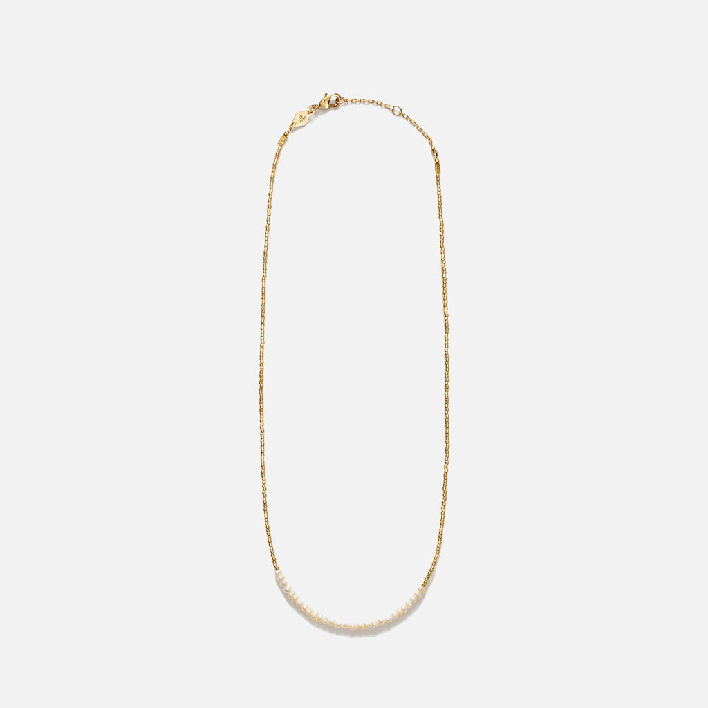 Slim Pearly Necklace Gold