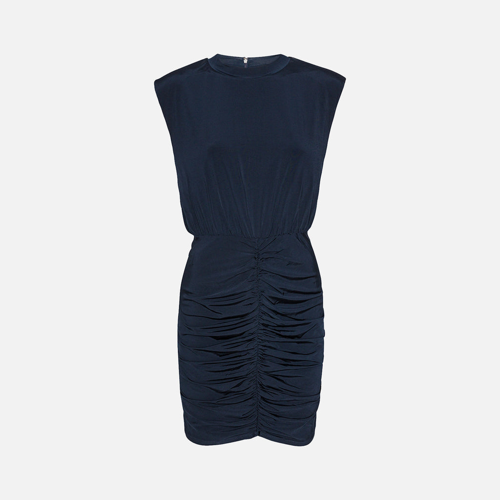 Slinky Ruched Mini Dress Dark Blue