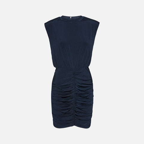 Slinky Ruched Mini Dress Dark Blue