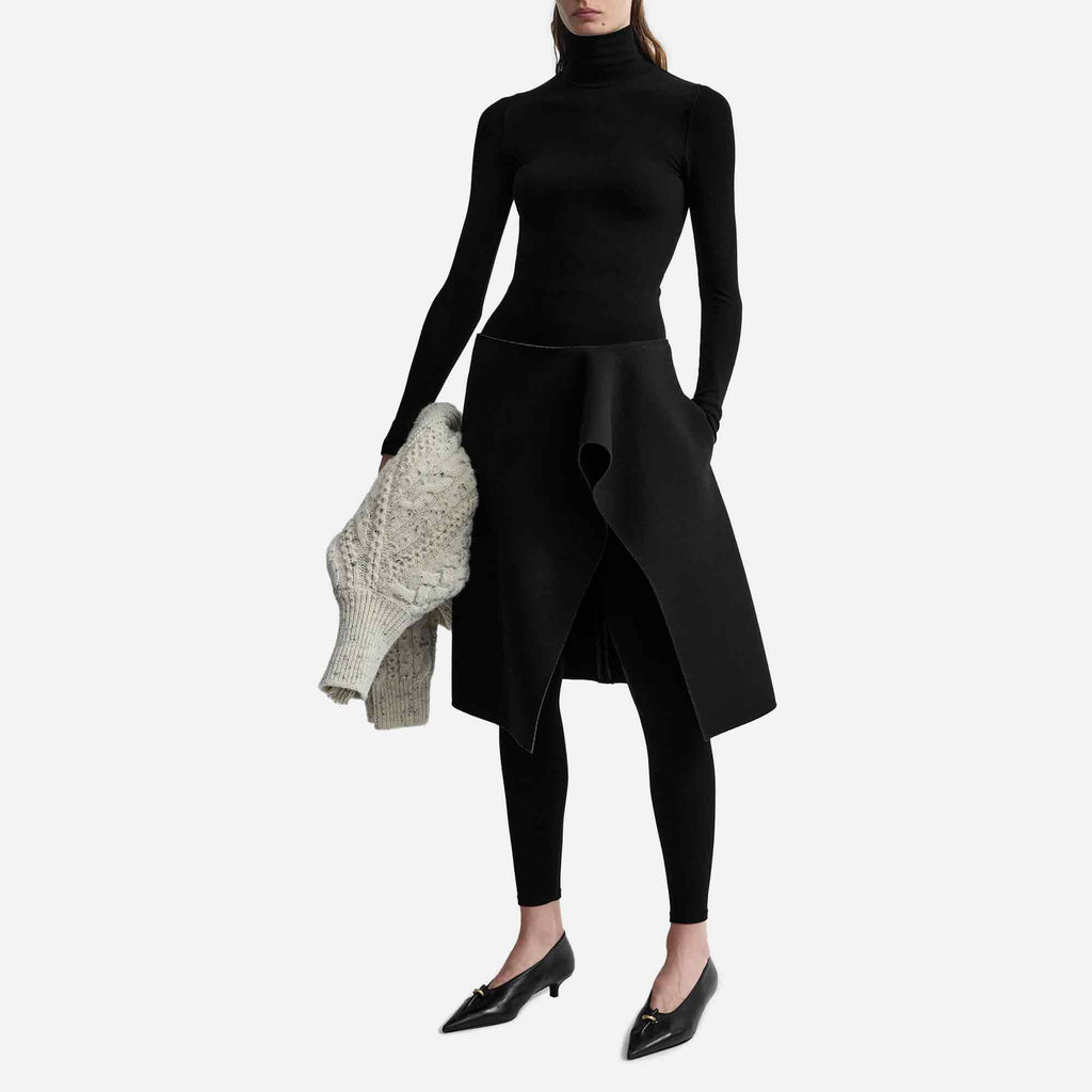 Slit Scuba Skirt Black