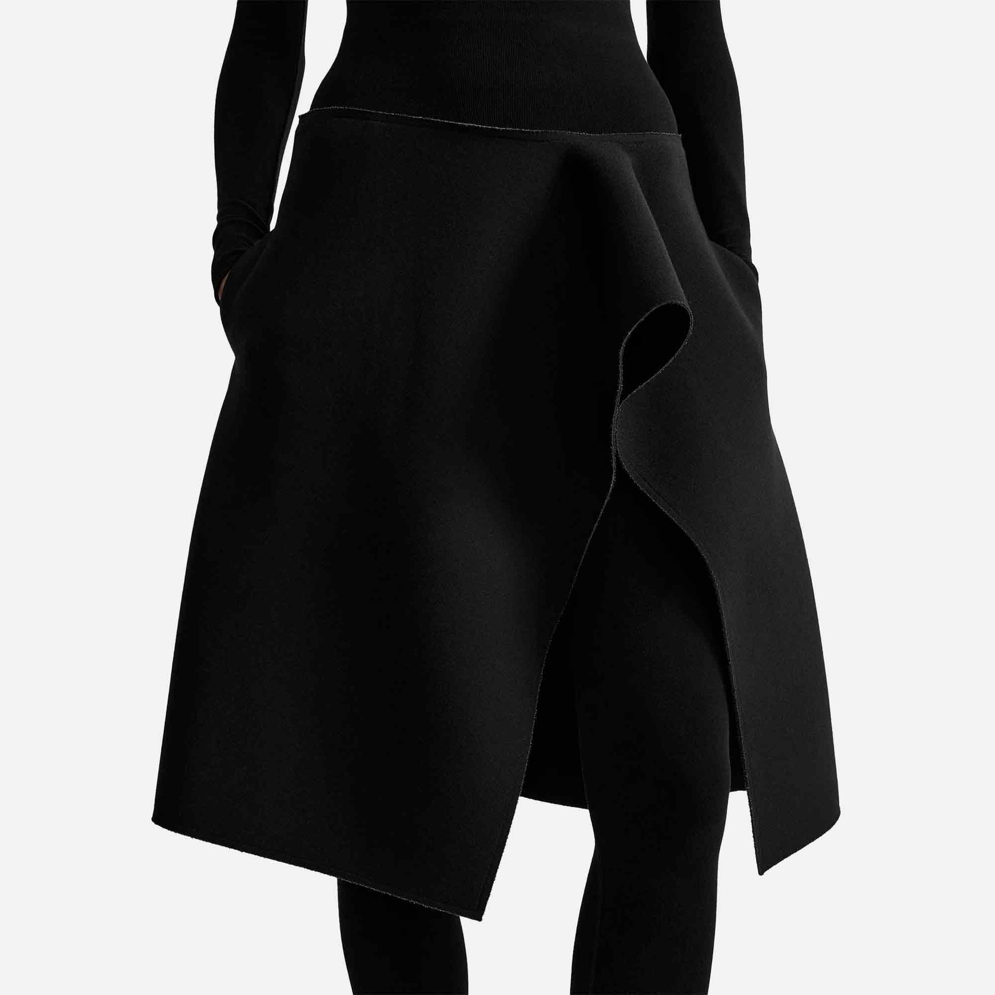 Slit Scuba Skirt Black