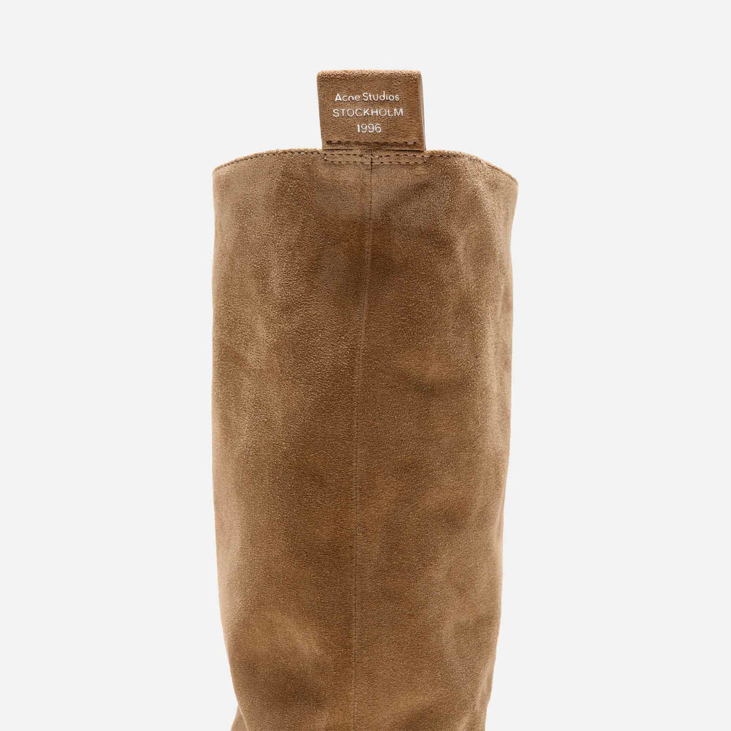 Slouch Saddle Boots Beige