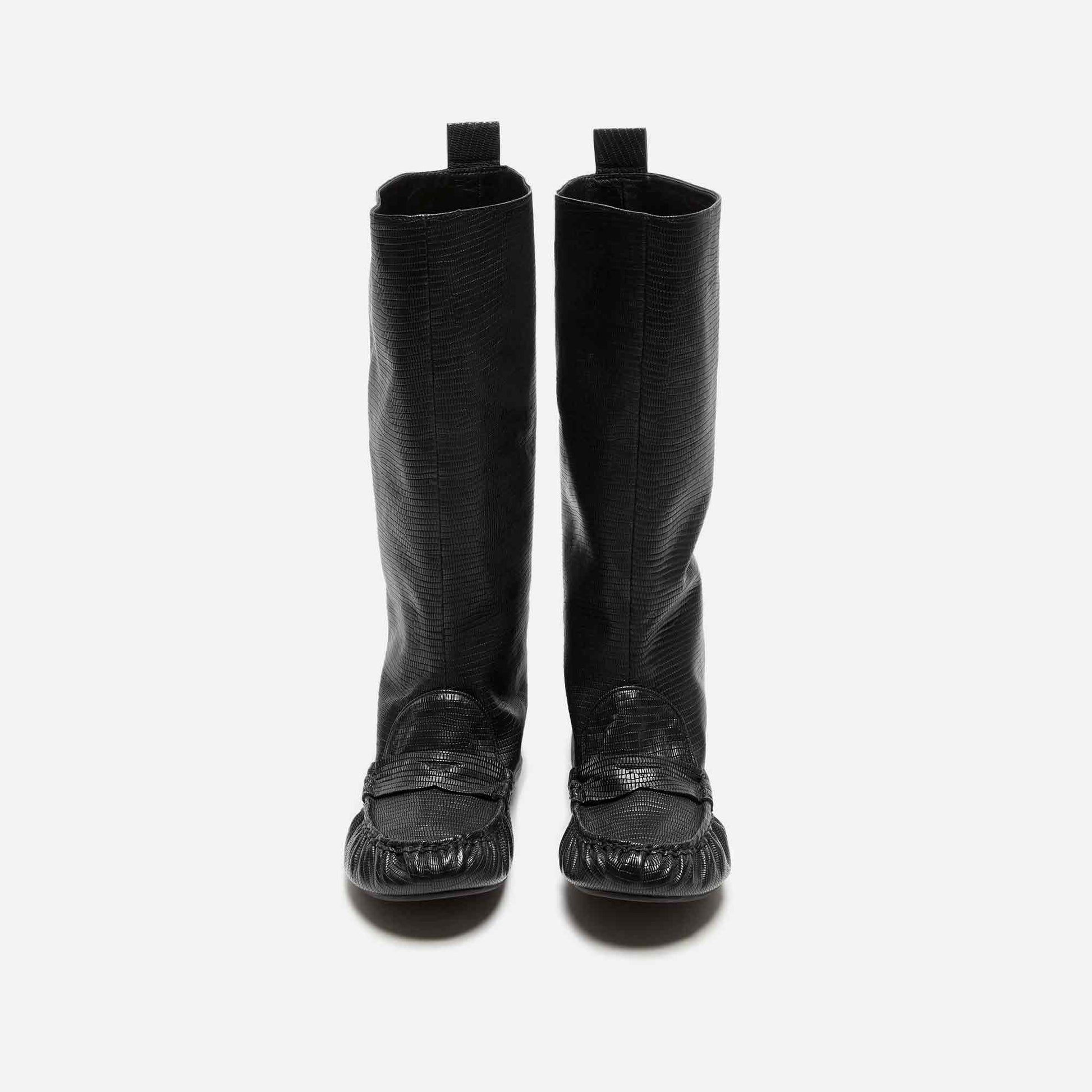Slouch Saddle Boots Black
