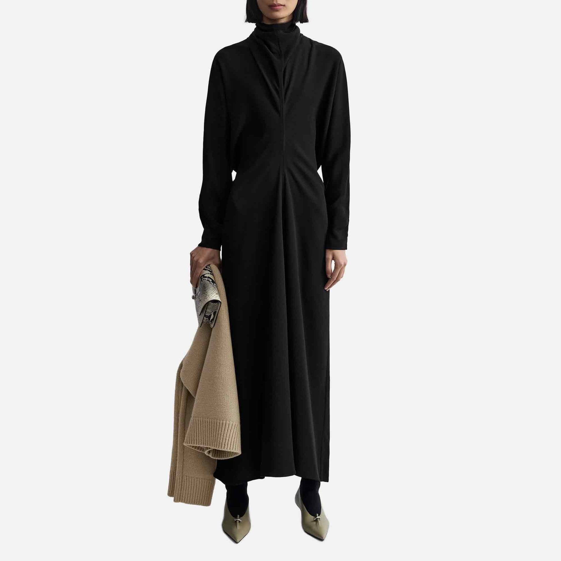 Slouch Waist Scarf Dress Black