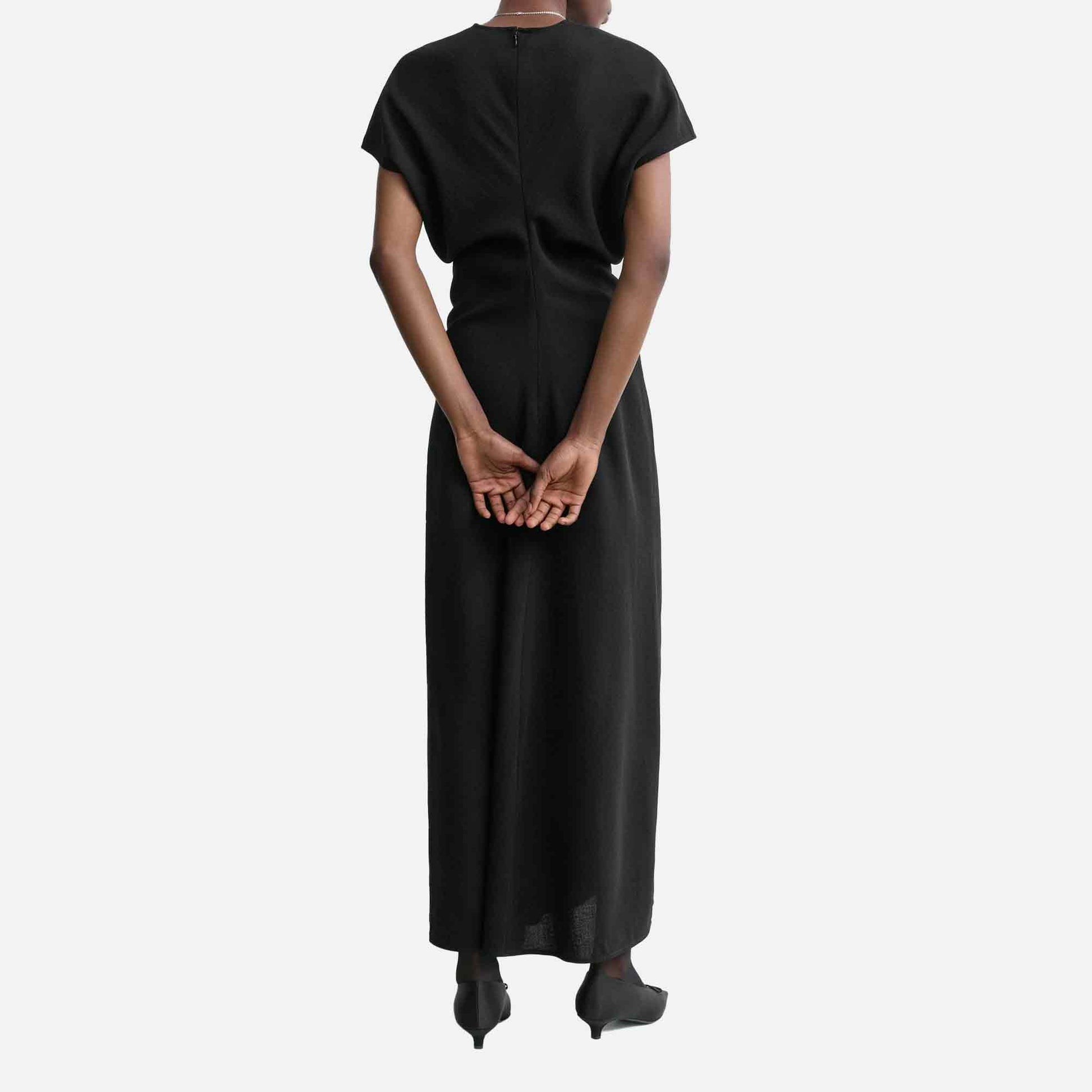 Slouch Waist Wool Dress Black