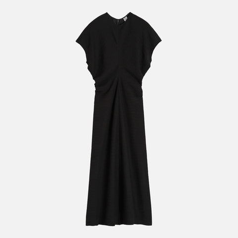 Slouch Waist Crinkled Dress Black