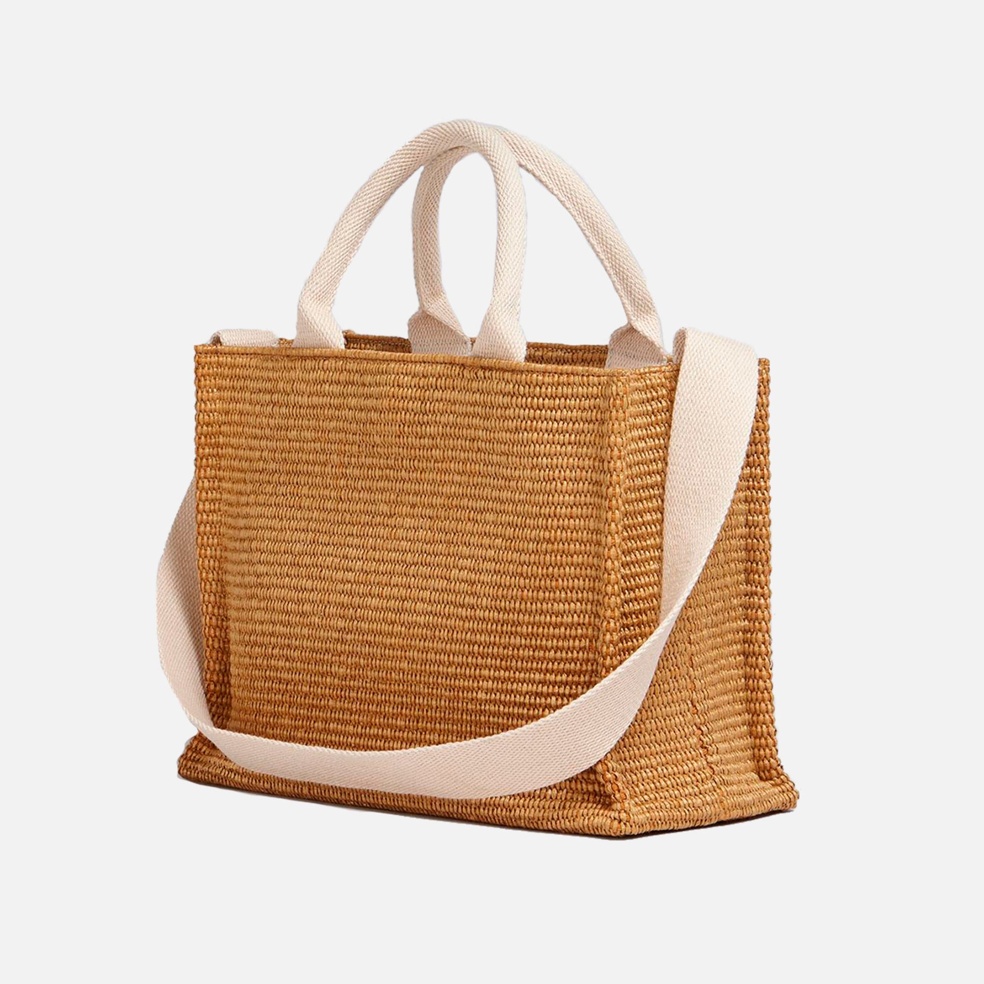 Small Raffia Basket Bag Raw Sienna/Natural