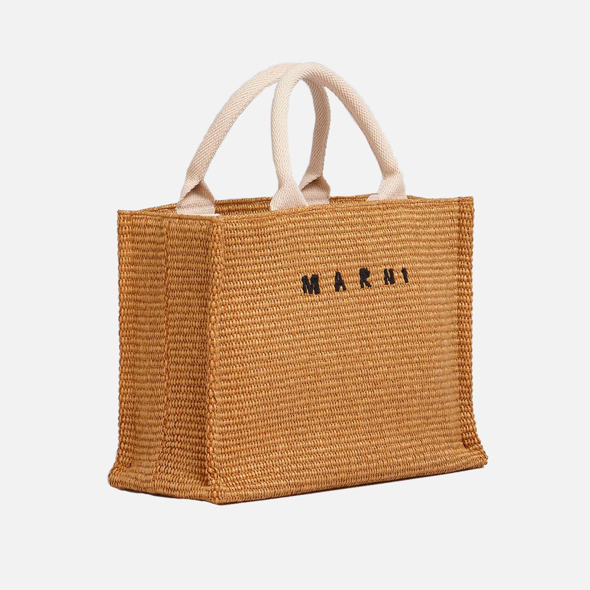 Small Raffia Basket Bag Raw Sienna/Natural