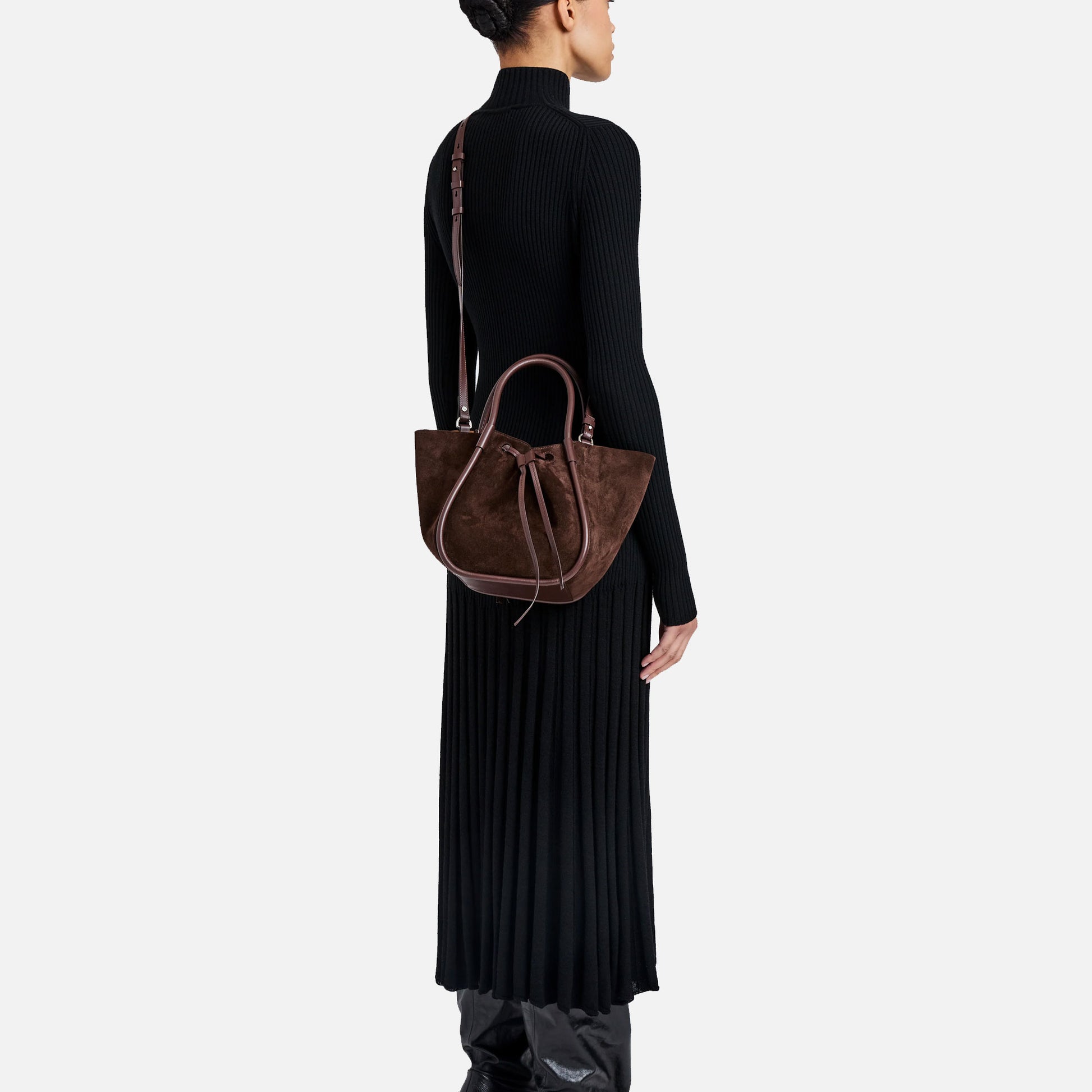 Small Ruched Tote Bag Chocolate