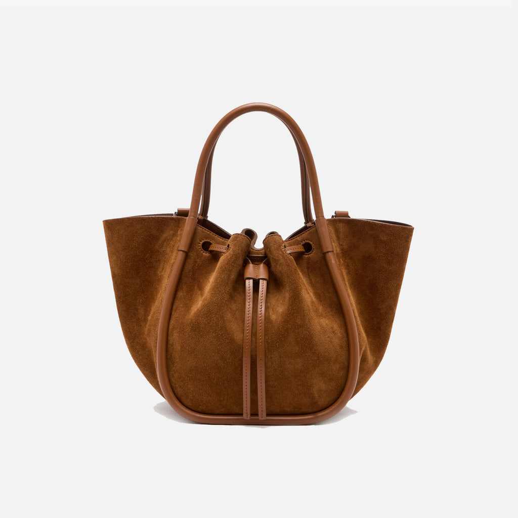 Small Ruched Tote Bag Saddle