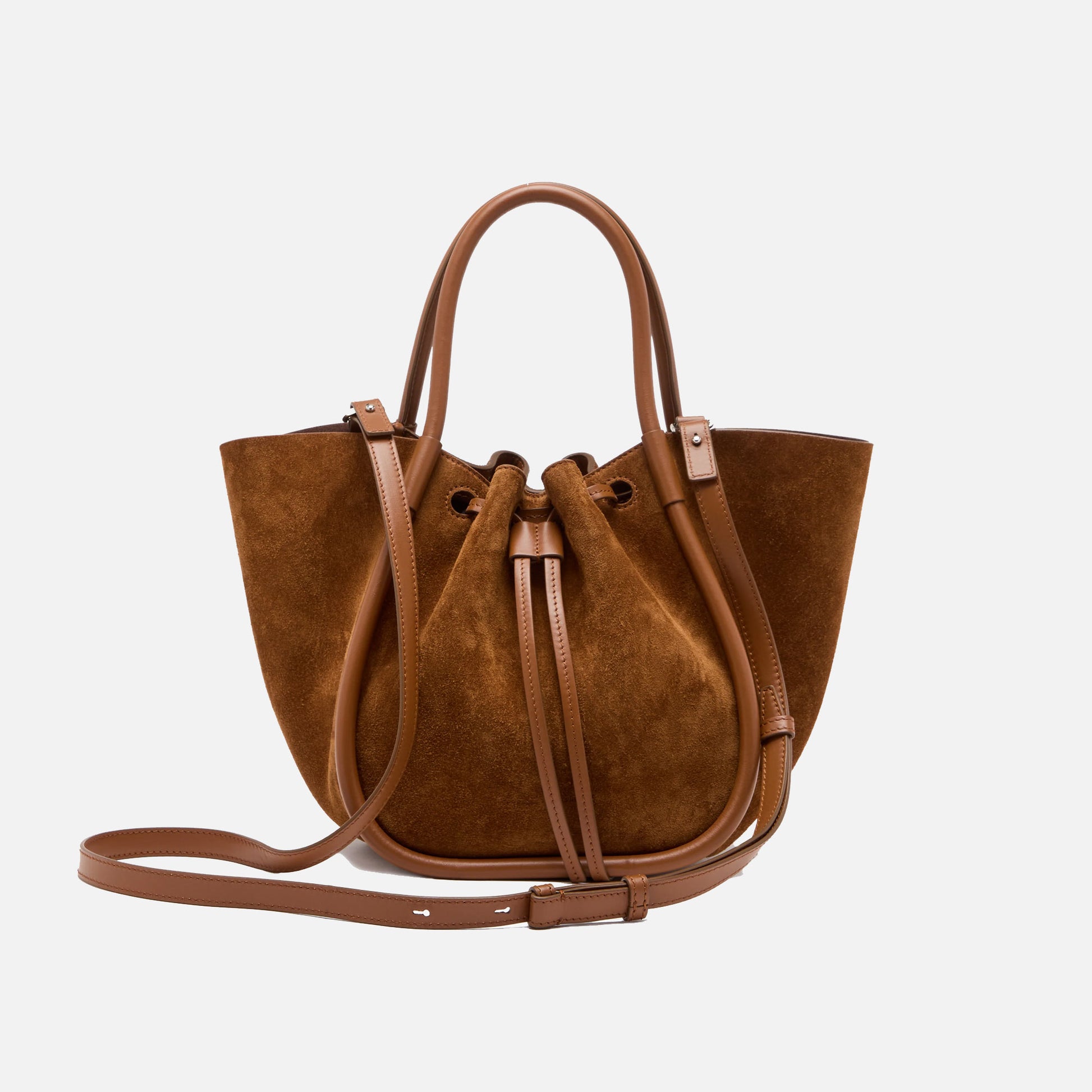 Small Ruched Tote Bag Saddle